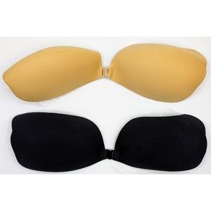 Sticky Adhesive Silicone Bra Backless Strapless Push Up 2 Pairs - Size D